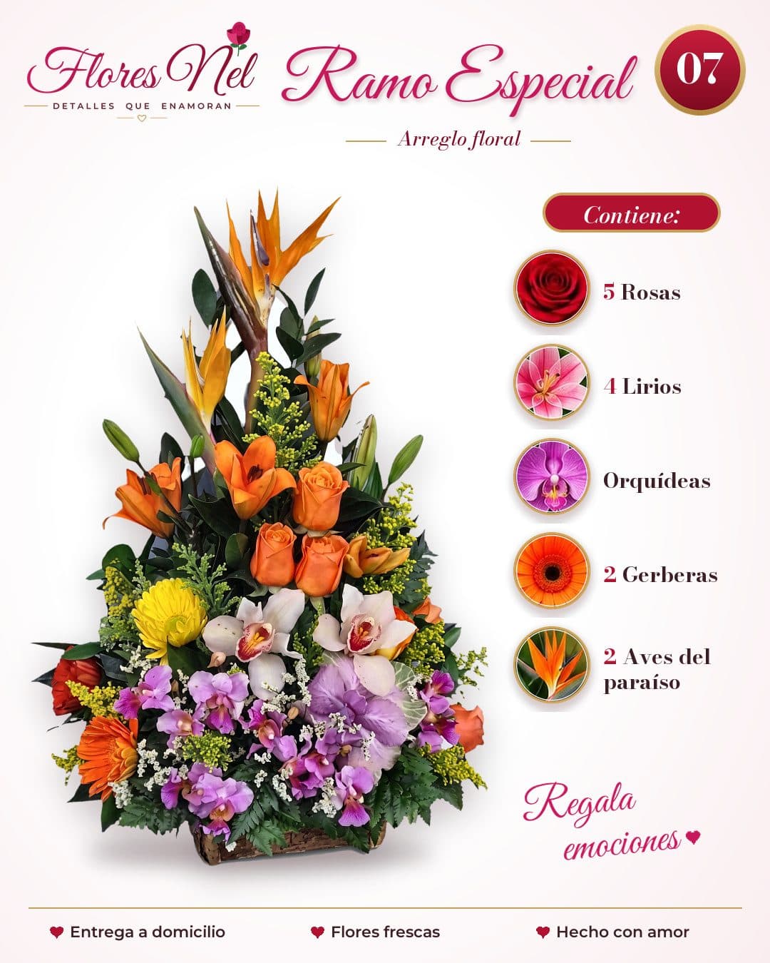 Ramo Especial con Orquídeas y Aves del Paraíso