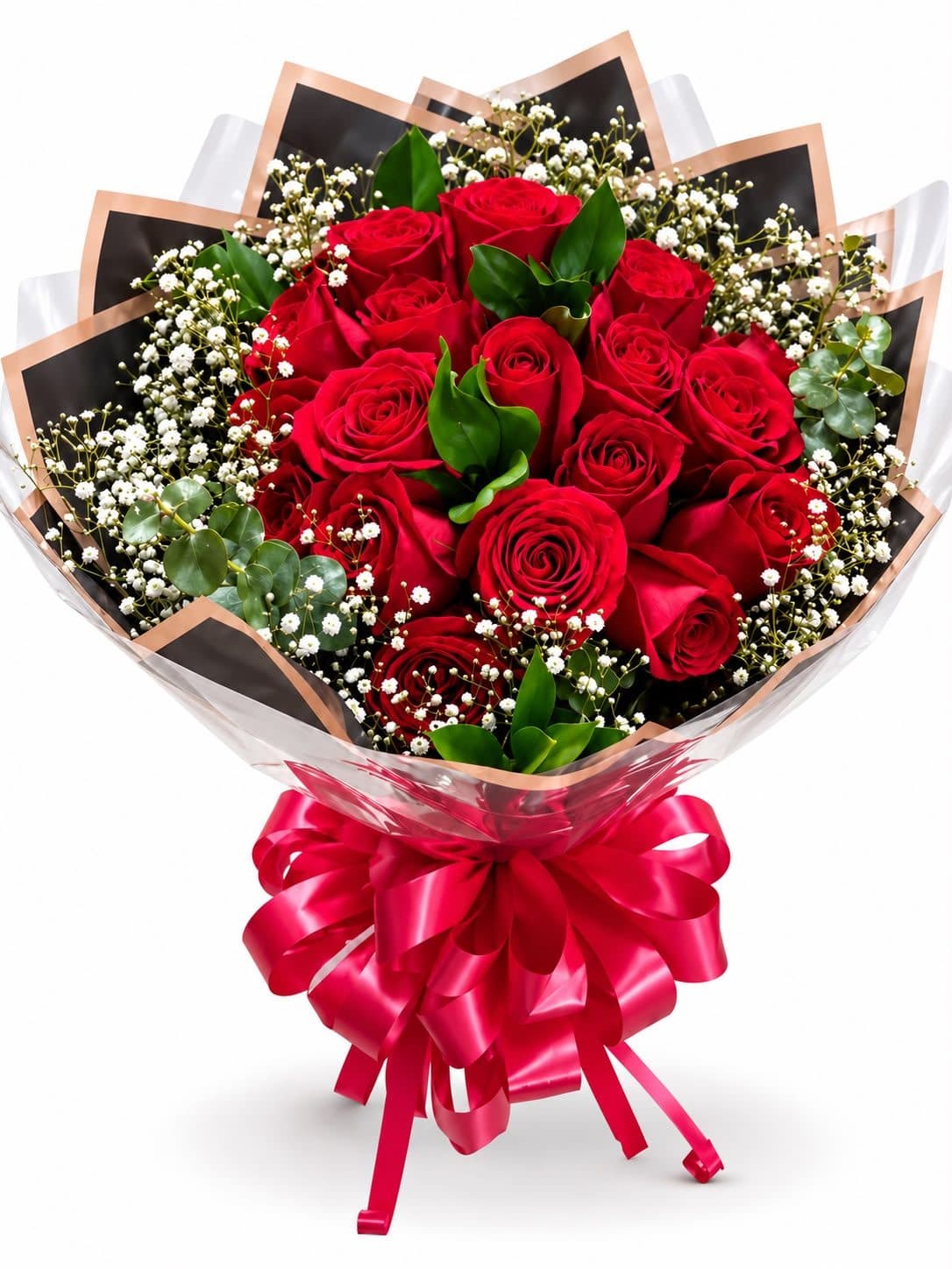 Ramo de Rosas Rojas con Gypsophila