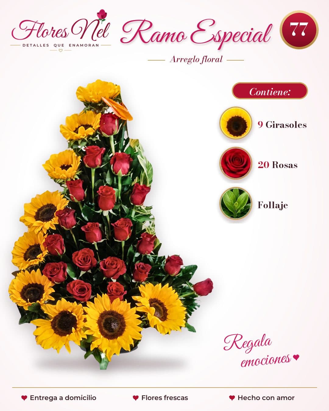 Ramo Especial de 20 Rosas y 9 Girasoles