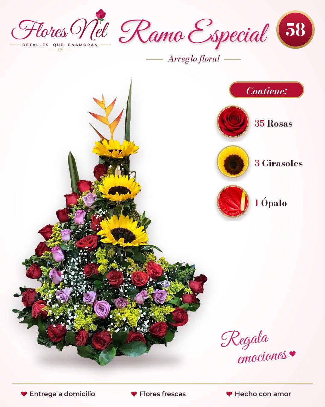 Ramo Especial de 35 Rosas con Girasoles