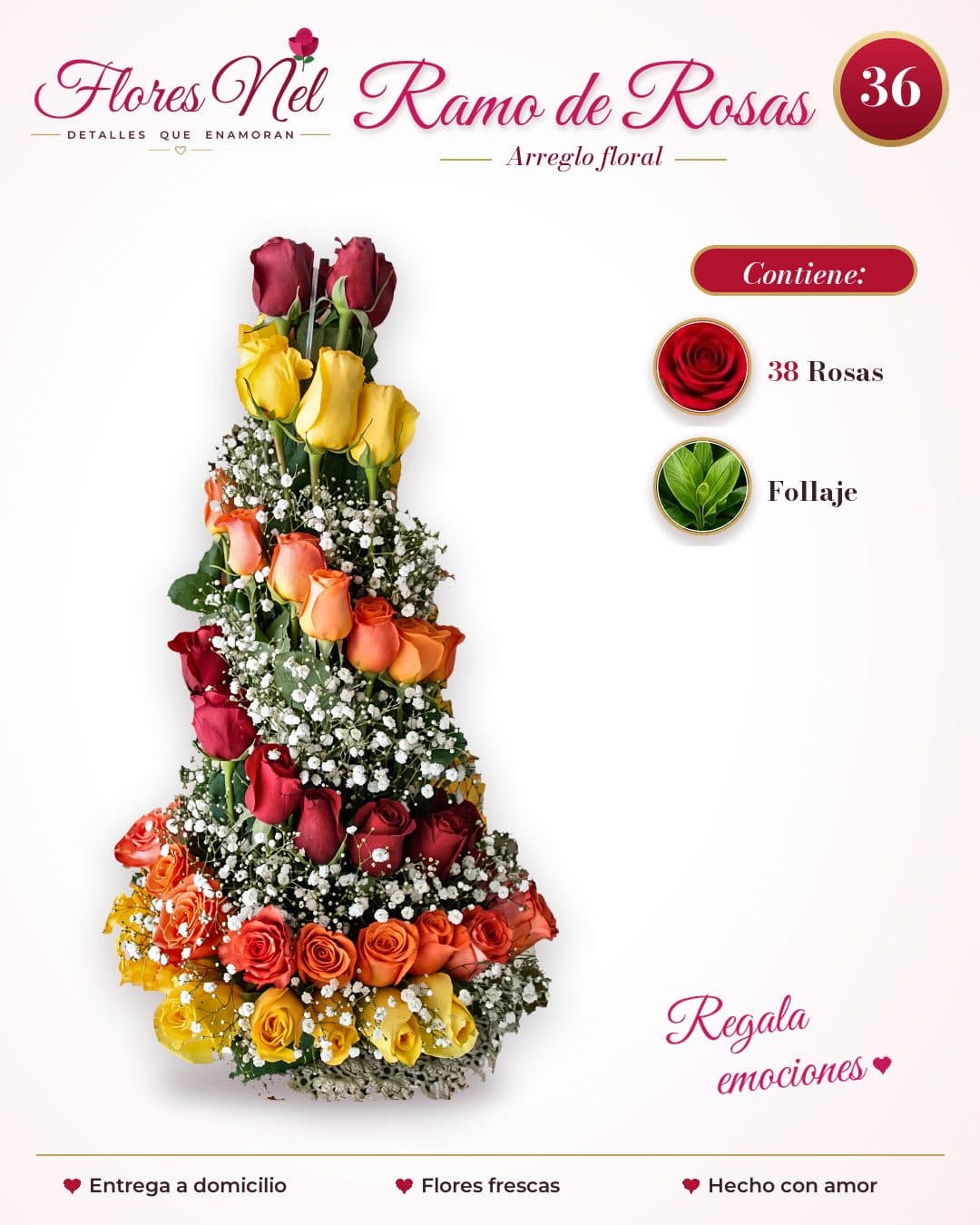 Torre de 38 Rosas Multicolor