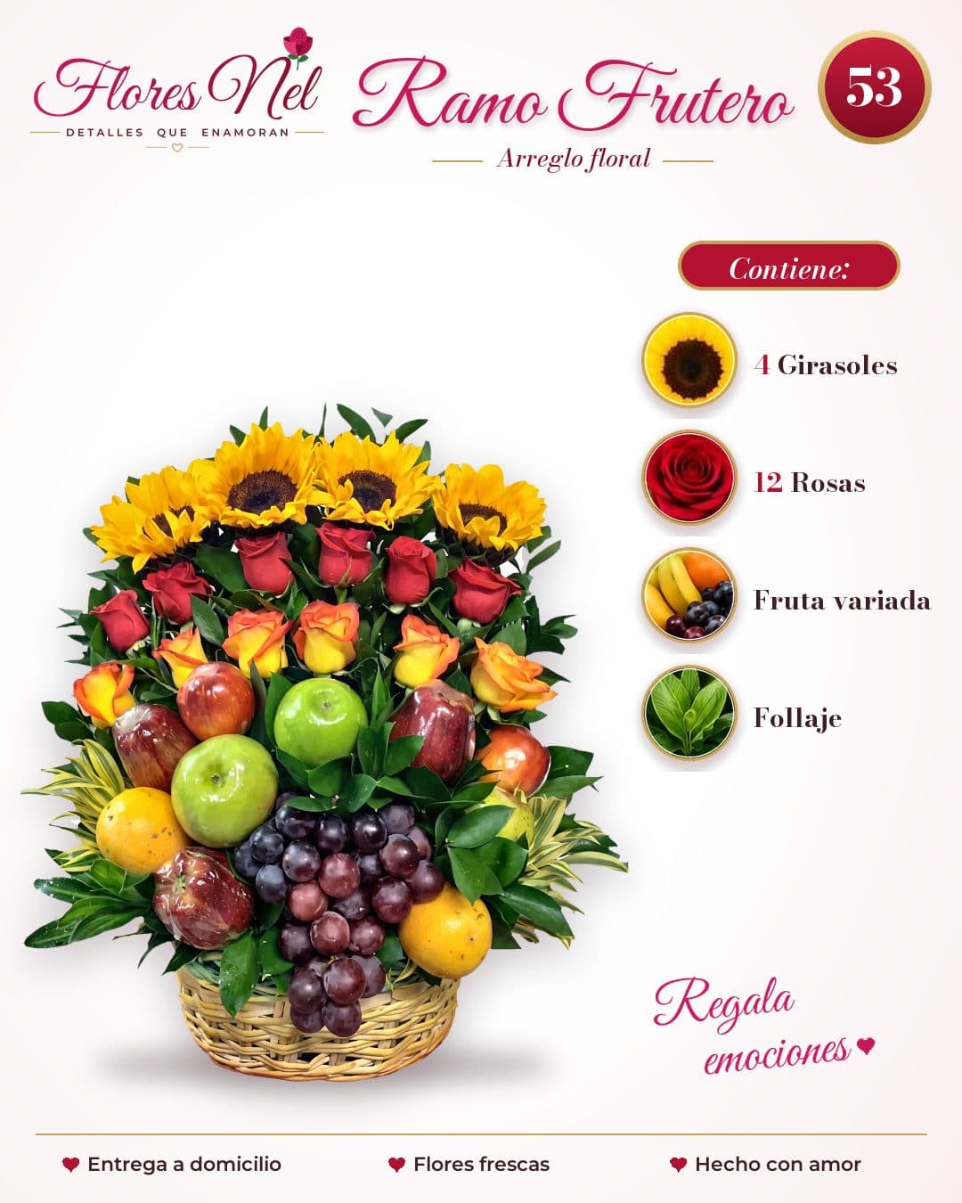 Ramo Frutero de Girasoles en Canasta