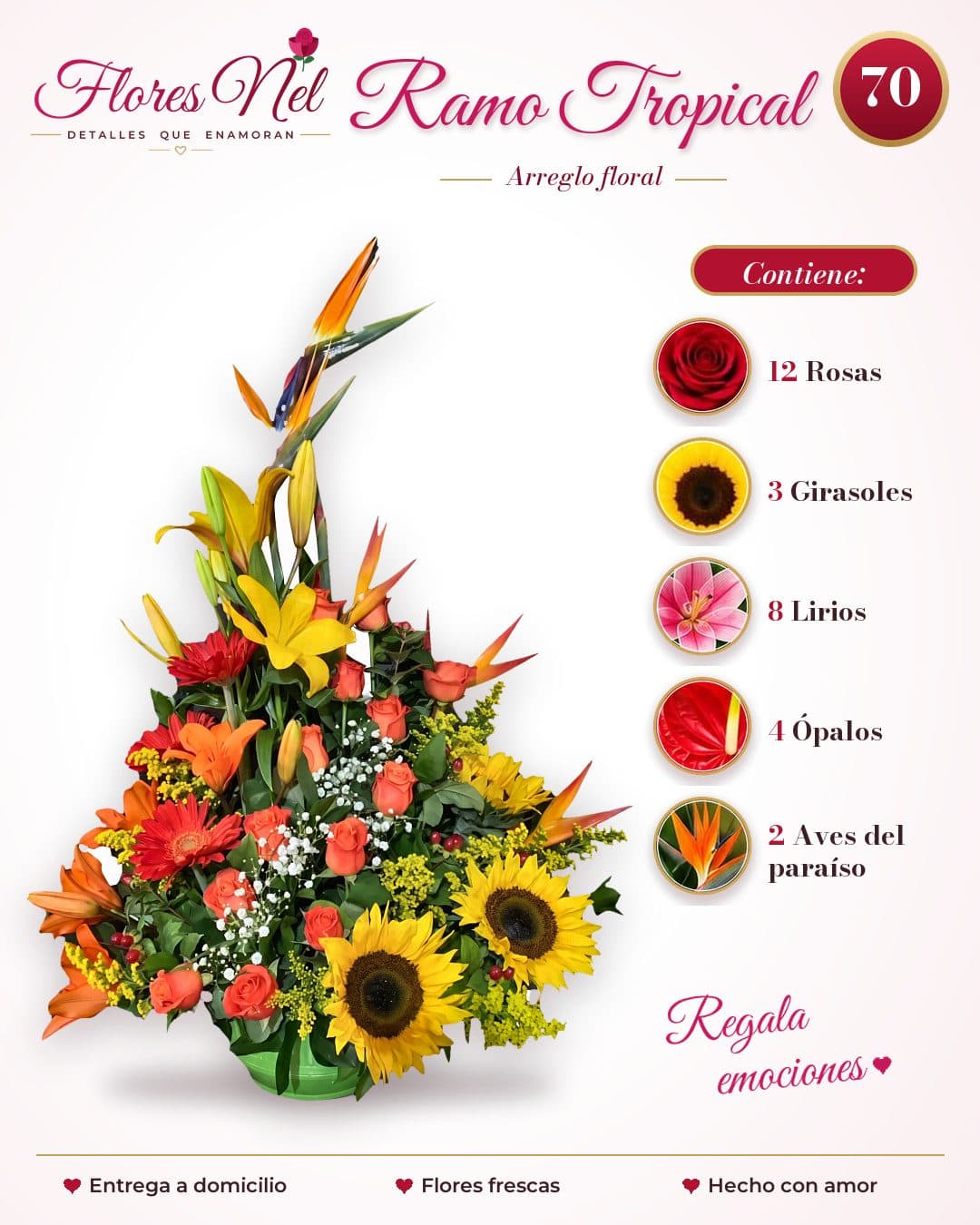 Ramo Tropical de Lirios y Girasoles