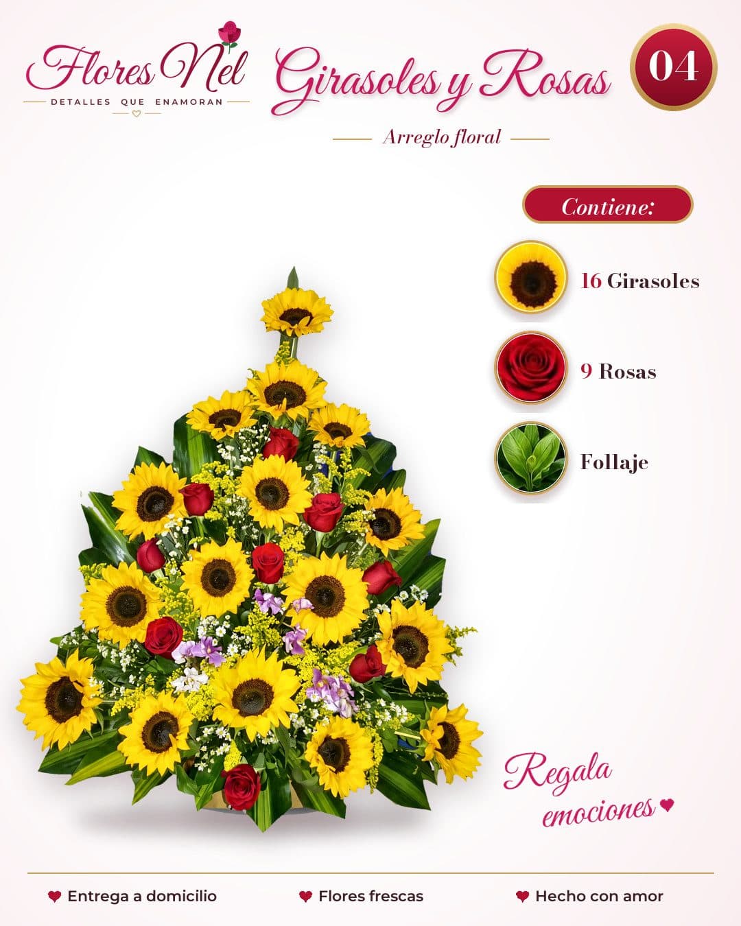 Arreglo de Girasoles y Rosas