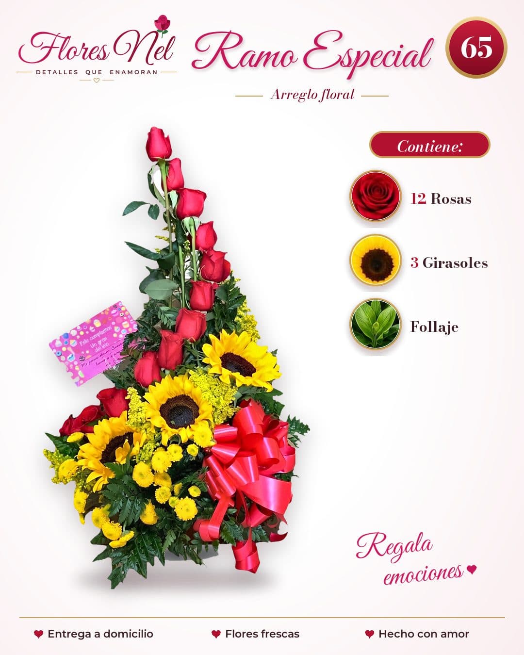 Ramo Especial de Rosas Rojas y Girasoles