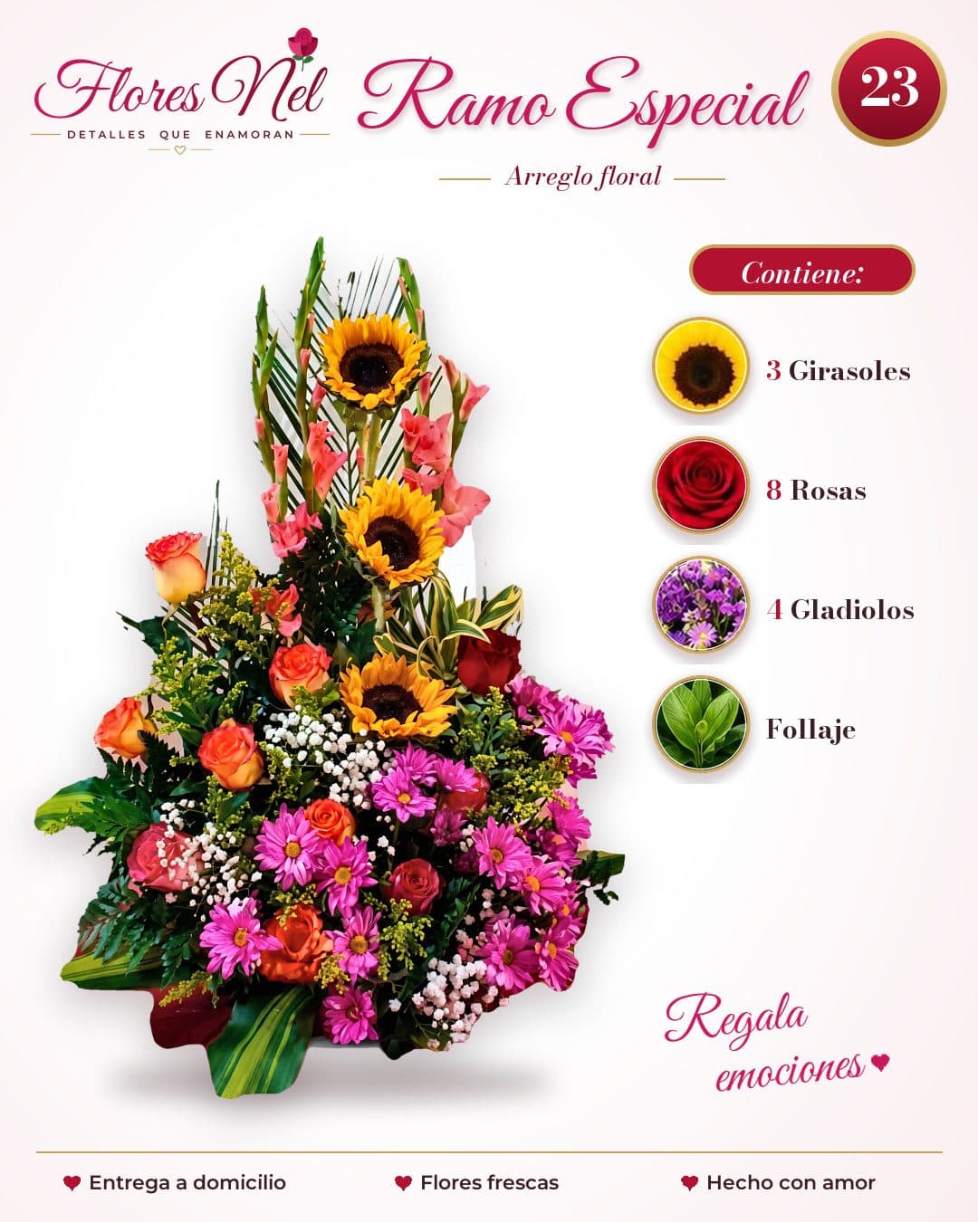 Ramo Especial de Girasoles, Rosas y Gladiolos