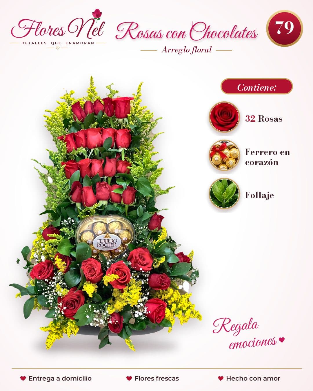 Torre de 32 Rosas con Ferrero Rocher