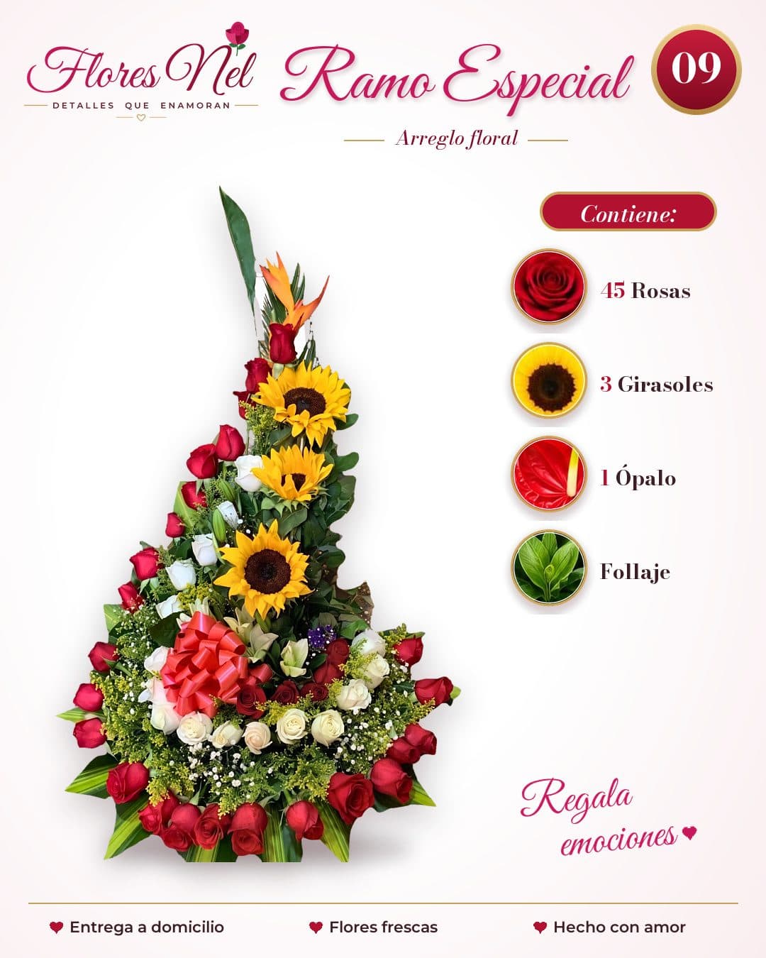 Ramo Especial de 45 Rosas con Girasoles