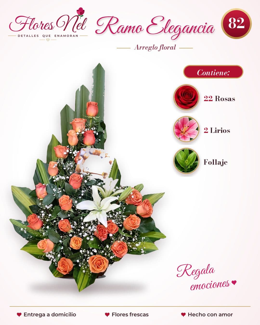 Ramo Elegancia de 22 Rosas Naranjas