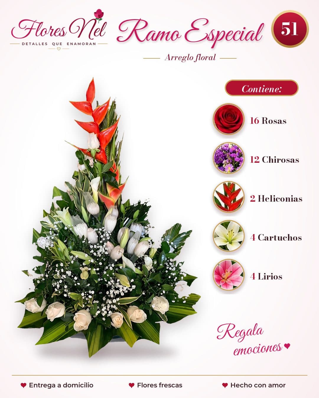 Ramo Especial Blanco de Rosas y Lirios