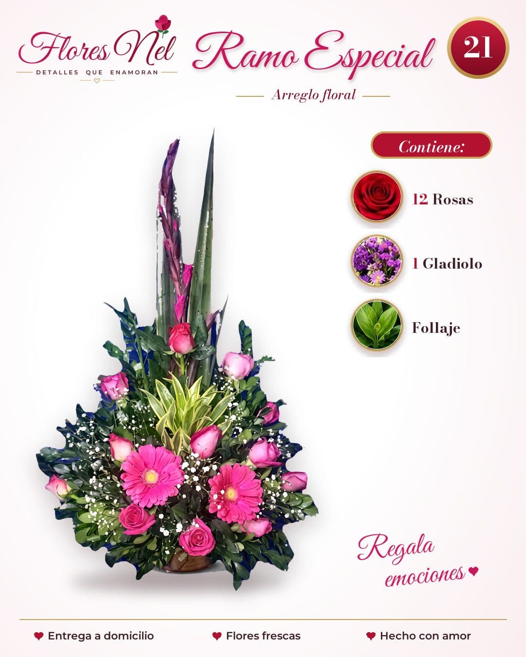 Ramo Especial de 12 Rosas Rosadas