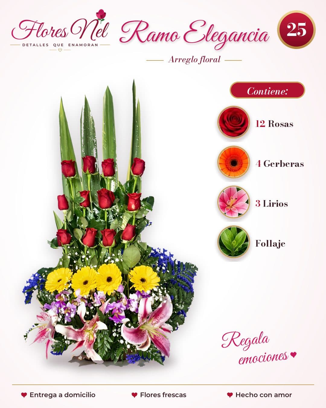 Ramo Elegancia de Rosas y Gerberas